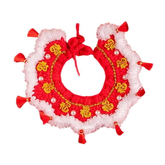 Fzaqwen Knitted New Year Cat Collar Kitten Necklace Scarf for Small Dog Puppy Kitten M M