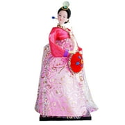 Fzaqwen Korean Geisha Figurine Hanbok Dolls 12 inch Standing Miniature Decorative Kabuki Pink