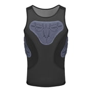 Fzaqwen Men Padded Chest Rib Protector Vest Compression Shirt Breathable Gear Sleeveless M