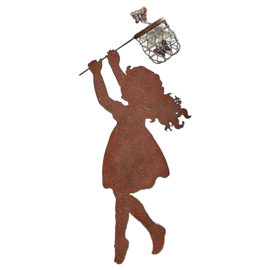 Fzaqwen Metal Silhouette Yard Art Statue for Garden Backyard Planter Ornaments Girl