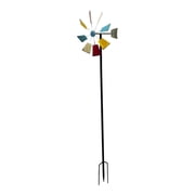 Fzaqwen Outdoor Metal Windmill 57" High Wind with Stake for Patio Fence Yard