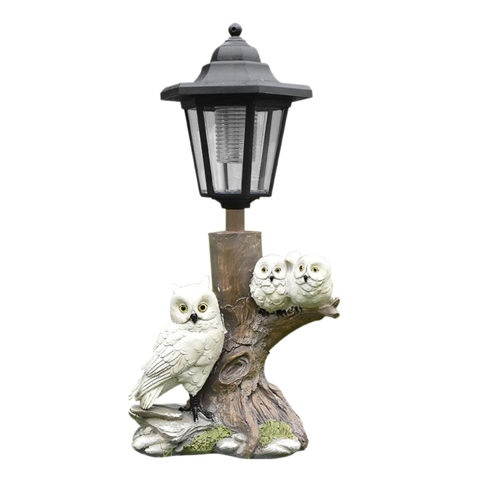 Fzaqwen Owl Figurine Collectible Gift Outdoor Yard Art Solar Lantern Solar Garden Statue