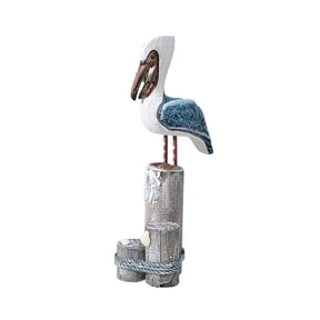 Fzaqwen Pelicans Statue Hand Carved Wooden Pelicans Figure Wooden Bird Decor Rustic Home A