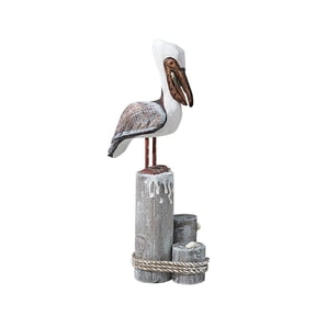 Fzaqwen Pelicans Statue Hand Carved Wooden Pelicans Figure Wooden Bird Decor Rustic Home B