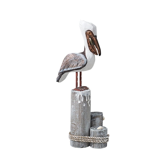 Fzaqwen Pelicans Statue Hand Carved Wooden Pelicans Figure Wooden Bird Decor Rustic Home B