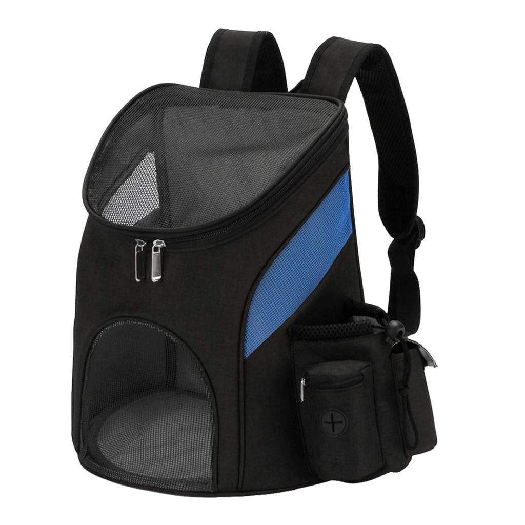 Fzaqwen Pet Cat Dog Backpack Carrier for Small Animal, Breathable, Designed for Travel, Hiking, Walking & Outdoor Blue Black S