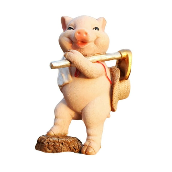 Fzaqwen Pig Statue Crafts Gifts Artwork Garden Decor Resin Figurines Ornaments for Micro Working in Field