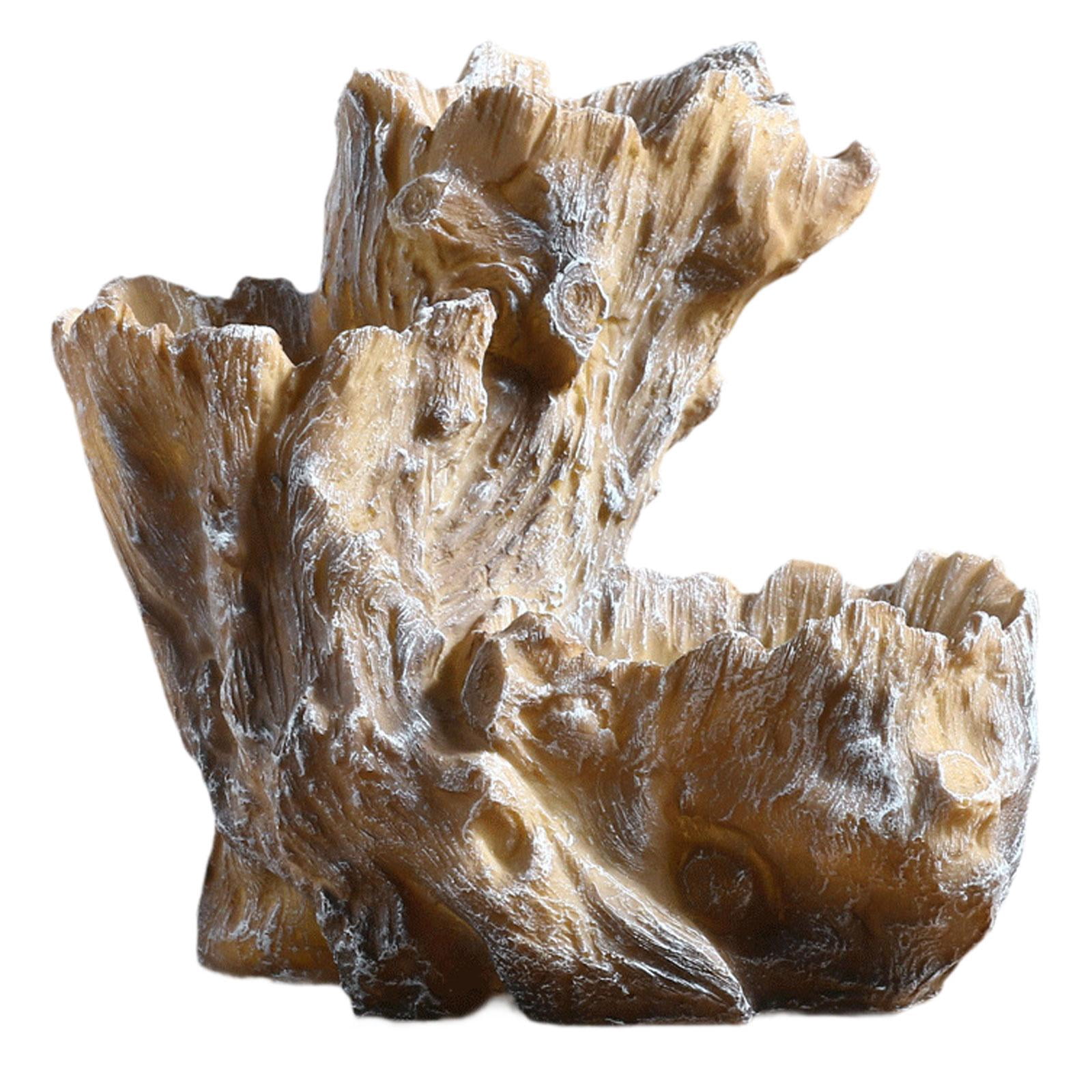 Fzaqwen Planter Pot Artificial Driftwood Succulent Container for Bedroom Home Indoor Brown White