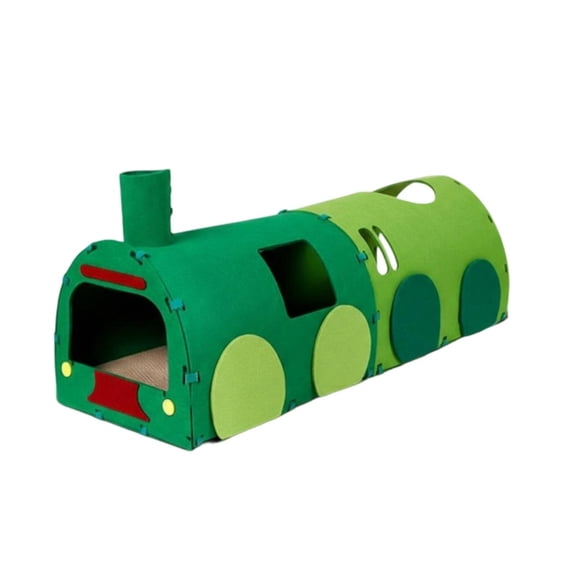 Fzaqwen Play Tunnel Cat House Train Style Enclosure Non Woven Fabric Scratcher Flooring Modular Extendable for Multi Pet Families
