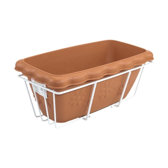 Fzaqwen Railing Planter Fence Potted Deck Window Boxes Planter for Deck Garden Patio brown and white