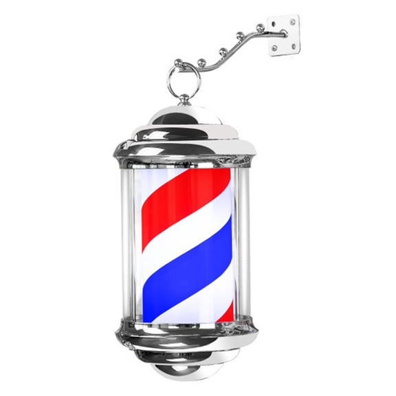 Fzaqwen Rainproof Barber Pole LED Light Rotating Salon Sign Light Stripes for Indoor 32cm Red Blue White