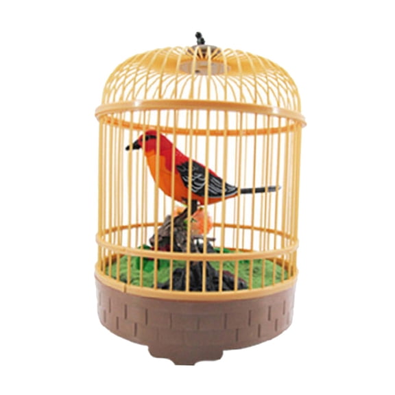 Fzaqwen Realistic Sound Activated Singing & Chirping Toy Bird in a Cage as described Red