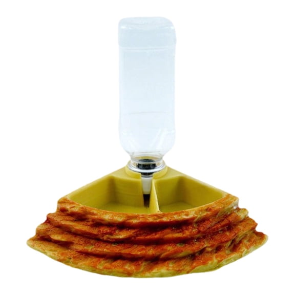 Fzaqwen Reptile Feeder Bowl Accessory Gift Stable Habitat Decor Supplies Automatic Water Dispenser Sturdy for Frog Gecko Climbing Pet Brown