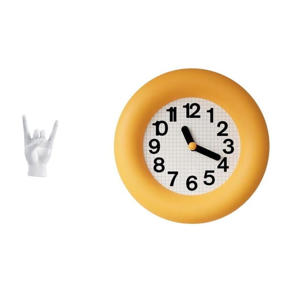 Fzaqwen Rock Gesture Statue Creative Modern Resin Figure Wall Clock Round Silent Timepiece Sculpture Unique Decor Suitable for Home Office Cafe Restaurant Hotel Apartment Dorm