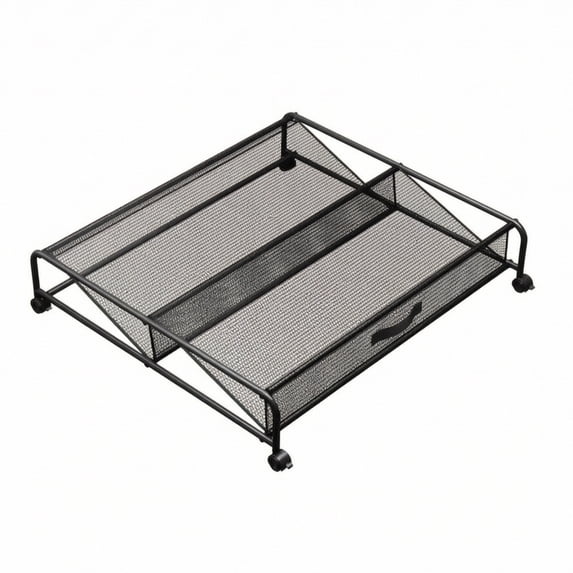 Steel Mesh Rack Fzaqwen Rolling Under Bed Shoe Organizer Metal Mesh Basket with Wheels ...