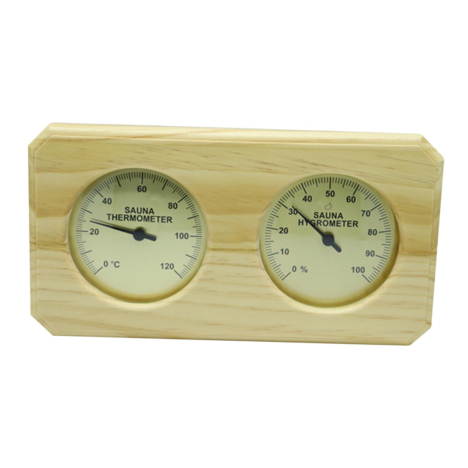 Fzaqwen Sauna Hygrothermograph Easy Read Hanging Household Wooden Thermometer Hygrometer Horizontal