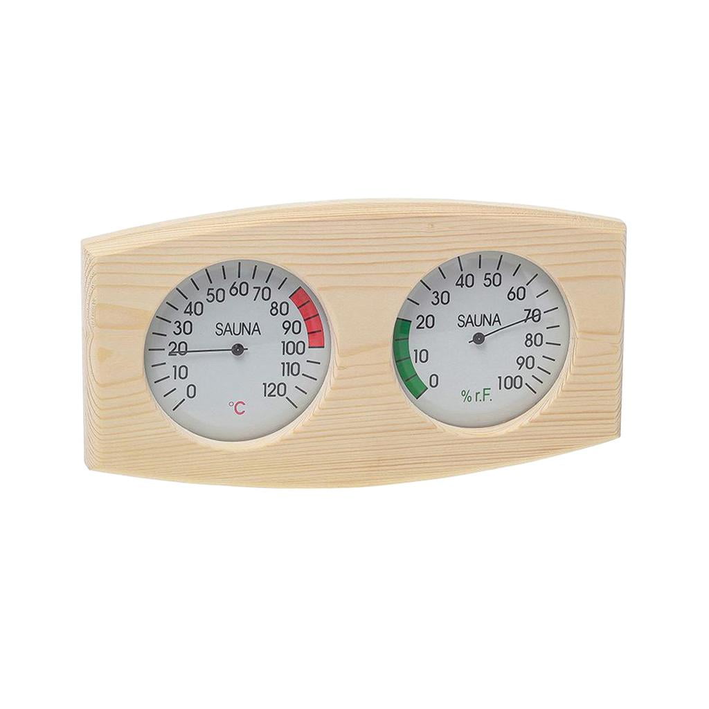 Fzaqwen Sauna Thermometer&Hygrometer 2 in 1 Wood Hygrothermograph Sauna Room Accessories