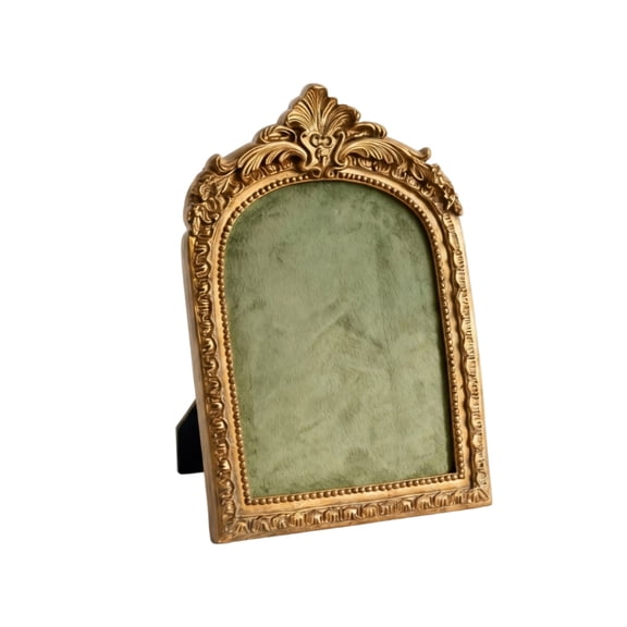 Fzaqwen Scroll Border Photo Frame Ornate Gold Frame Arched Top Resin Construction for Desktop Shelf Gallery