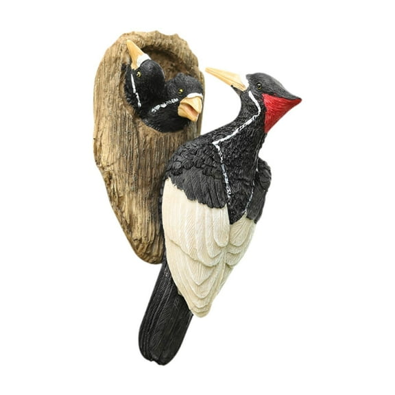 Fzaqwen Simulated Woodpecker Tree Hugger Statue Lightweight Quick Installation Versatile