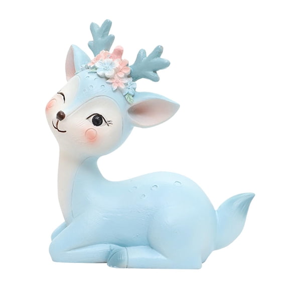 Fzaqwen Simulation Deer Ornament Cold Decoration Finish Statue Weather Resistant Ceramic H Blue
