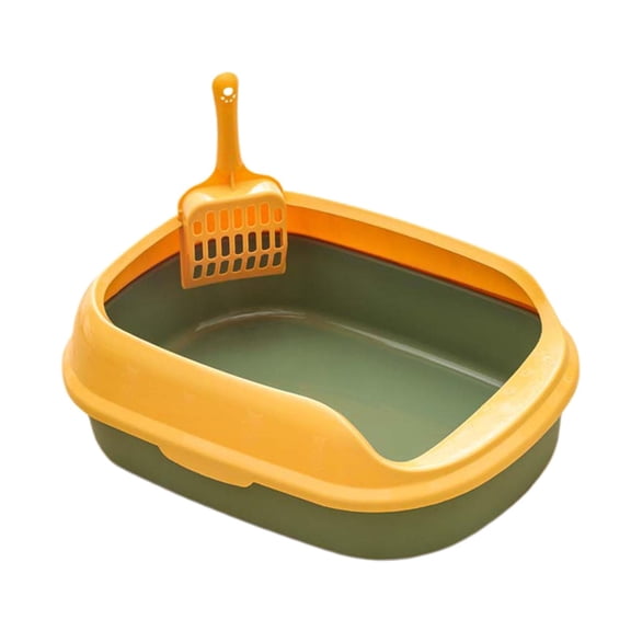 Fzaqwen Small 40cm Durable Cat Plastic Litter Tray Kitten Litter Pan Anti-Splash Easy Green