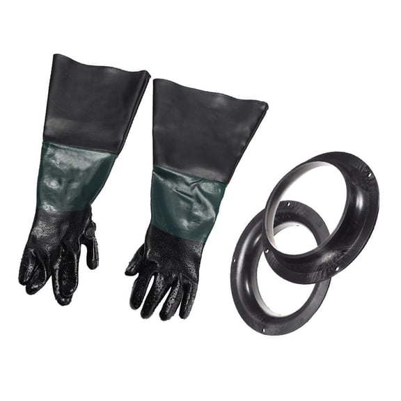 Fzaqwen Soft Sandblast Gloves w / 210mm Holder for Sandblasting Cabinets
