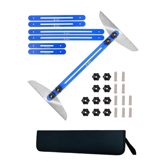 Fzaqwen Stair Tread Template Tool Aluminum Alloy Shelf Layout Tool Stair Tread Measuring Blue