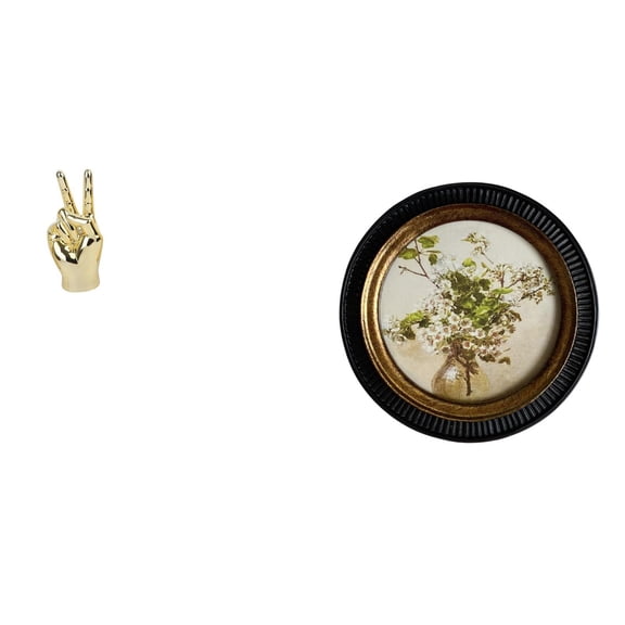 Fzaqwen Statue Sculpture Hand Finger Gesture Figurines Round Picture Frame European Retro Resin Material Vintage Picture Frame Ornate Craft Suitable for gift giving home decoration office hotel