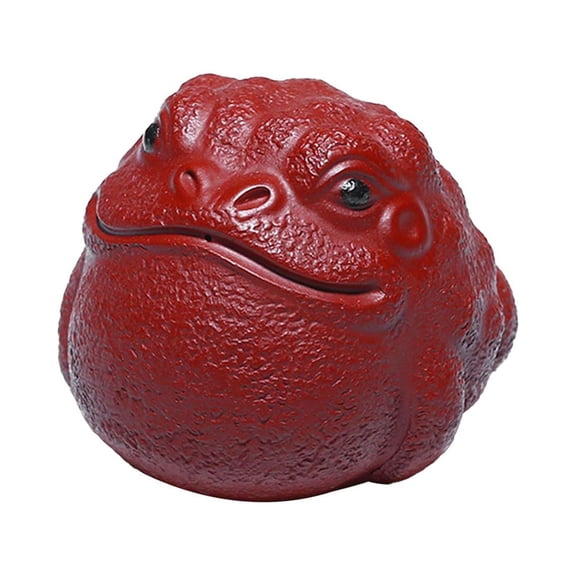 Fzaqwen Tea Pet Ornament Three Legged Golden Toad Statue Handcrafted Creative Miniature Red