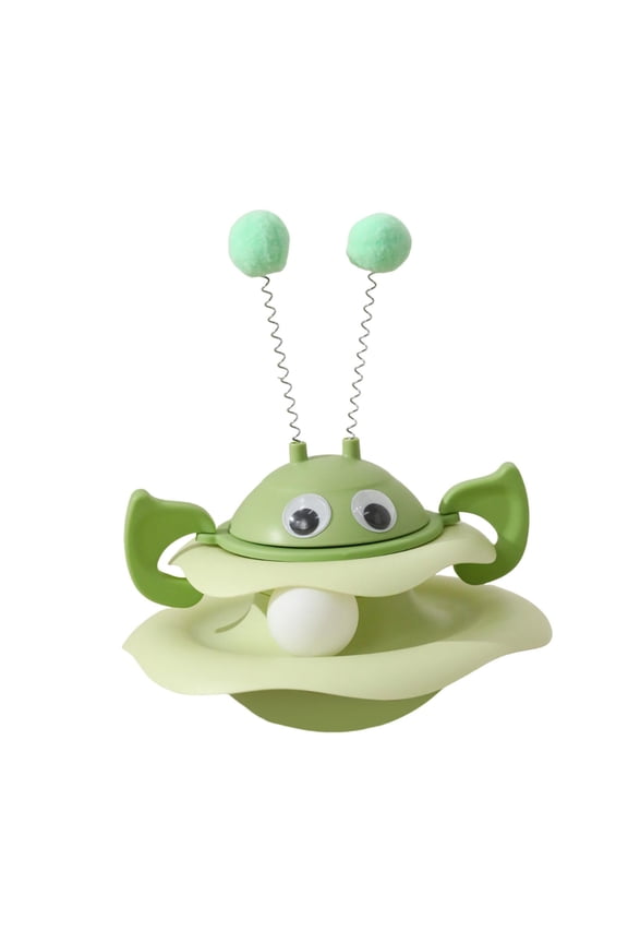 Turntable Cat Toy Amusement Self Play Funny Teaser for Medium and Small Cats Green