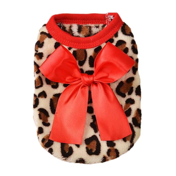 Fzaqwen Two Colors Leopard Design Coral Fleece Puppy Clothes Pet Dress Vest 10