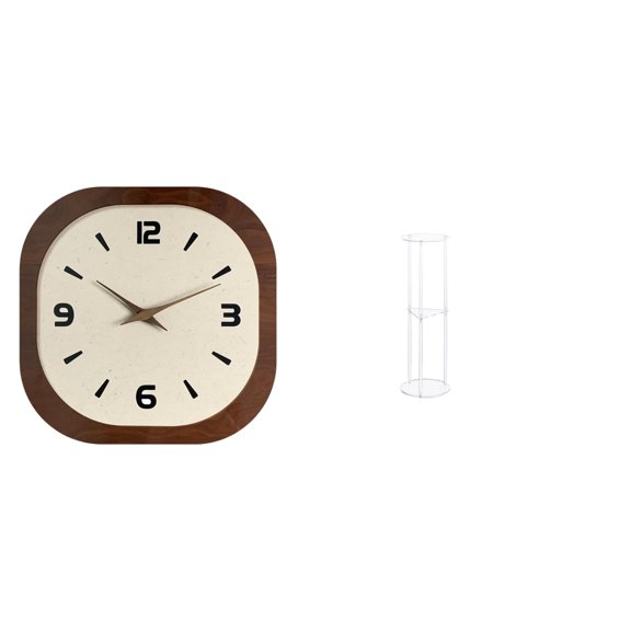 Fzaqwen Wall Clock Acrylic Round Side Table Clear Acrylic Bedside Table Space-Saving Functional Sturdy Material Suitable for Living Room Bedroom Office Gift