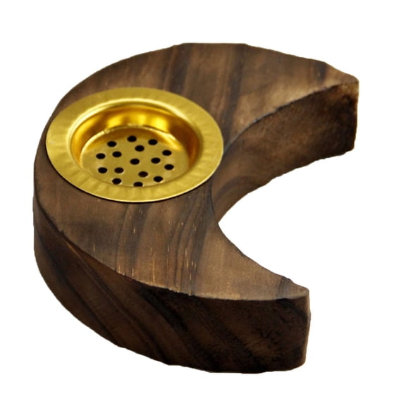 Fzaqwen Wooden Incense Burner Moon Censer Gift Desktop Incense Cone Holder with Tray for