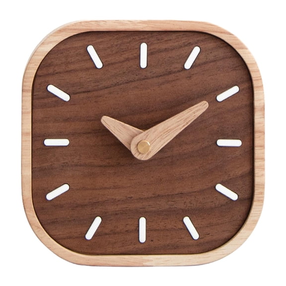 Fzaqwen Wooden Table Clock Decorative Desk Clock Modern Chic Aesthetic Solid Wood Square