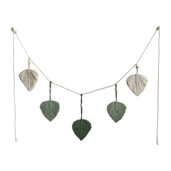 Fzaqwen Woven Leaves Garland Banner Macrame Wall Hanging Leaf Tapestry Fringe Decorative