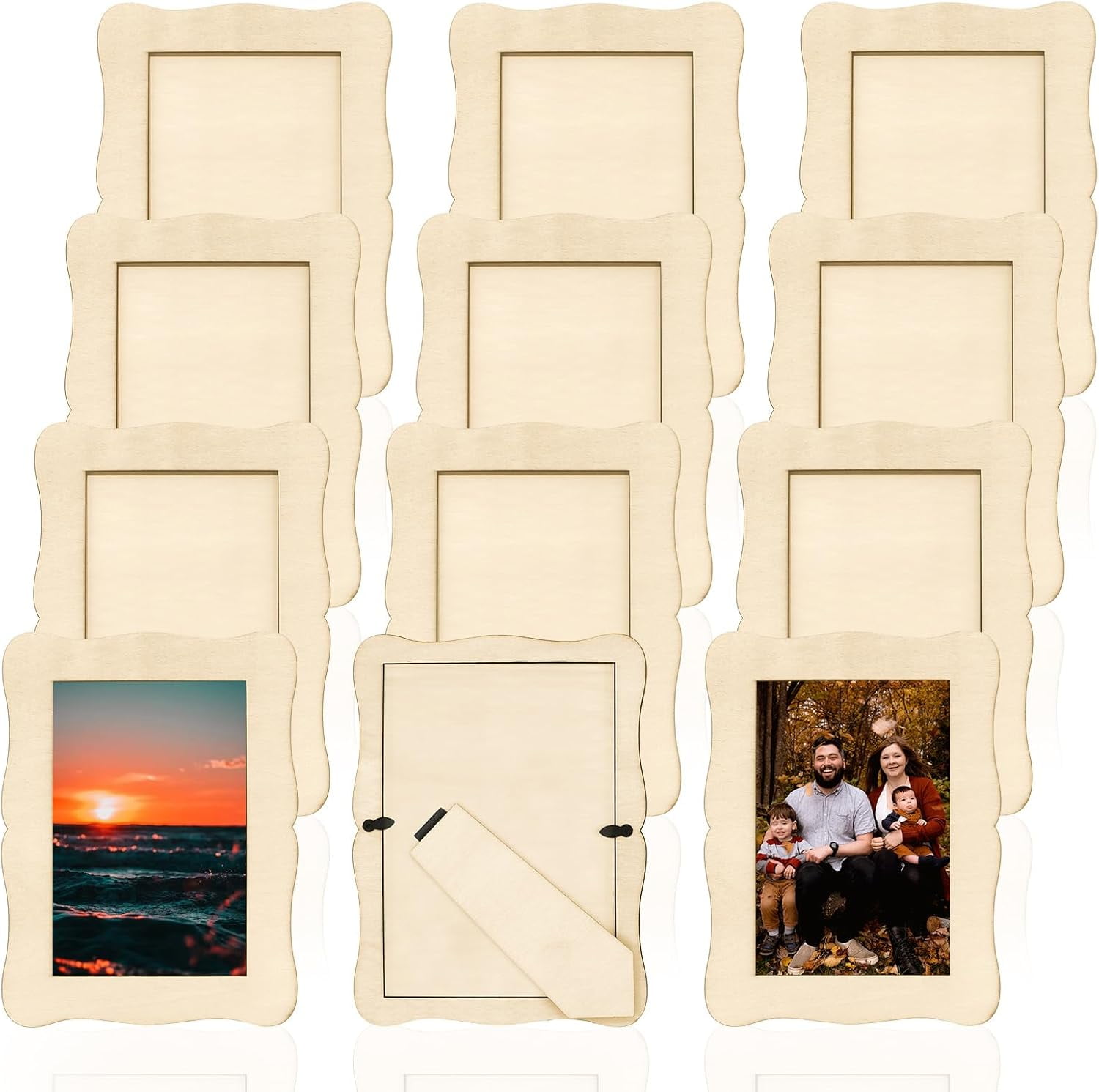 Fzchyzoar 12 Pieces DIY Wooden Picture Frames, Unfinished Solid Wood ...