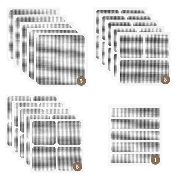 Fzchyzoar 16 Pack Black Screen Repair Patches, 4 Sizes Fiberglass Mesh Repair Kit with Strong Adhesive for Window Screens, Screen Doors, Holes, Tears and Pet Damage