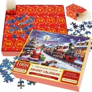Fznkrag 2023 Advent Calendar Christmas Puzzles Countdown Calendar Puzzles 1008 Pieces Christmas Puzzle in 24 Boxes Creative Countdown Calendars Christmas Gifts for Kids Adults Santa Claus