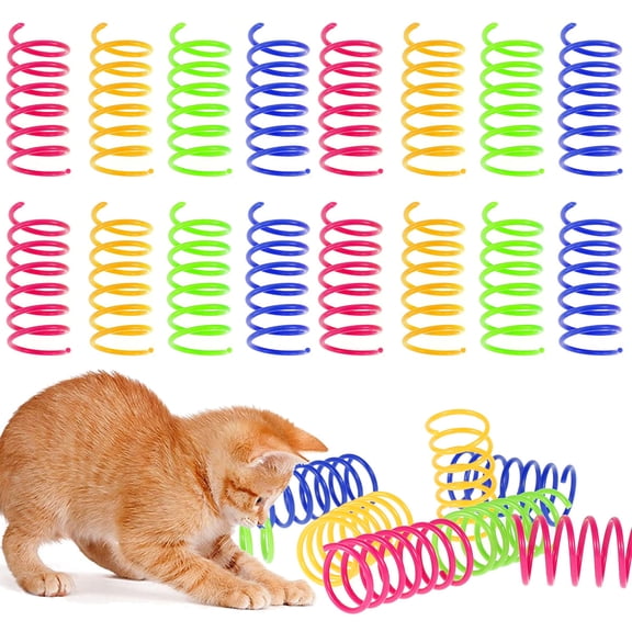 Cat Spring Toys 16pcs Colorful Cat Coil Toy Durable Plastic Spiral Spring Cat Toy Interactive Cat Toy Creative Cat Activity Toy for Cat Bouncing and Training Fun Gift for Cat Kitten Pets