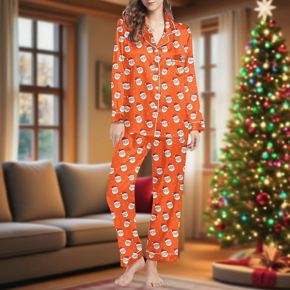 Fznquz 2 Piece Women Pajama Sets Cute Button Up Pajama Tops Pants Long Sleeve Womens Pj