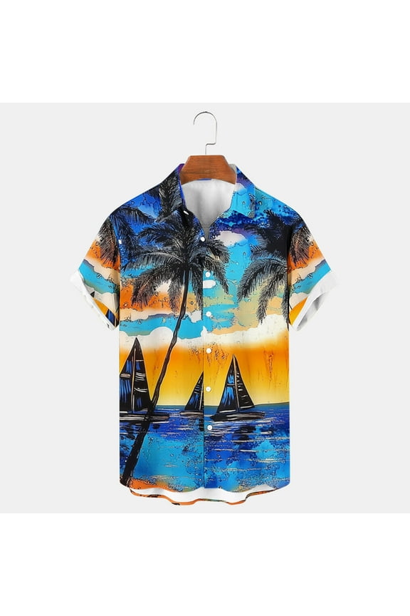 2025 Men Shirts Hawaiian Casual Shirts Button Down Summer Beach Tropical Men Clothing