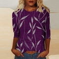 thumbnail image 1 of Fznquz 2025 Plus Size Tops for Women Cute Graphic Purple Tee Casual 3/4 Sleeve Fall Women Winter Fashion,L, 1 of 5