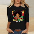 thumbnail image 1 of Fznquz 2025 Shirts for Women 3/4 Length Sleeve Plus Size Black T Shirt Fashion Crewneck Black History Month Blouses Women, 1 of 5