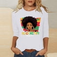 thumbnail image 1 of Fznquz 2025 Womens Shirts Plus Size 3/4 Length Sleeve White T Shirt Crewneck Fashion Black History Month Women's Blouses, 1 of 5
