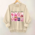 Fznquz 2025 Womens Tops Beige Casual Long Sleeve Sweatshirts Happy New Year Fashion Crewneck