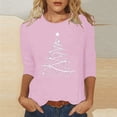 thumbnail image 1 of Fznquz 3/4 Sleeve Oversized Tees for Women Casual Pink Tees 2025 Christmas Trendy Women's Winter Fashion,XL, 1 of 5