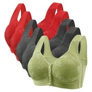 Blczomt 5 PC Front Closure Womens Bras under $5 Sexy No Wire Plus Size Daisy Bralettes Everyday Bras