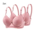 thumbnail image 1 of Fznquz Adjustable Straps Plus Size Bras for Women Breathable Soft Underwire Pink Unlined Everyday Bras 2 Pack, 1 of 3