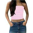 thumbnail image 1 of Fznquz Bandeau Tank Top Women Going Out Pink Strapless Tube Tops Crop Striped Summer Clothes, 1 of 8