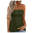 thumbnail image 1 of Fznquz Bandeau Women Tank Top Button up Strapless Tunic Sleeveless Green Pleated Junior Tank Tops Under 10, 1 of 1